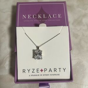 Silver Necklace with Clear Pendant